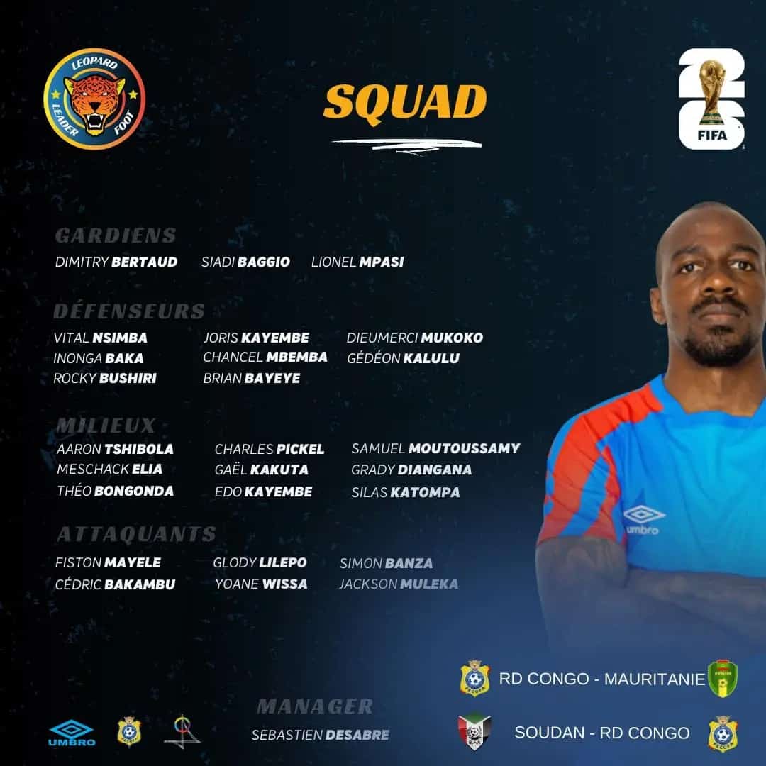 Coupe du monde 26: la liste des léopards convoqués pour les matchs contre la Mauritanie et le Soudan est connue
