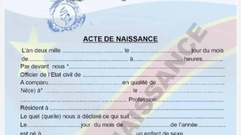 Ituri : La Protection civile s&rsquo;inquiète du taux élevé d&rsquo;enfants sans actes de naissance, exposés à l’apatridie