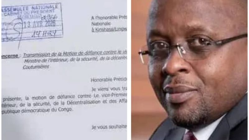 RDC : Une motion de défiance contre le vice-premier ministre, ministre de l’Intérieur déposée à l’assemblée nationale